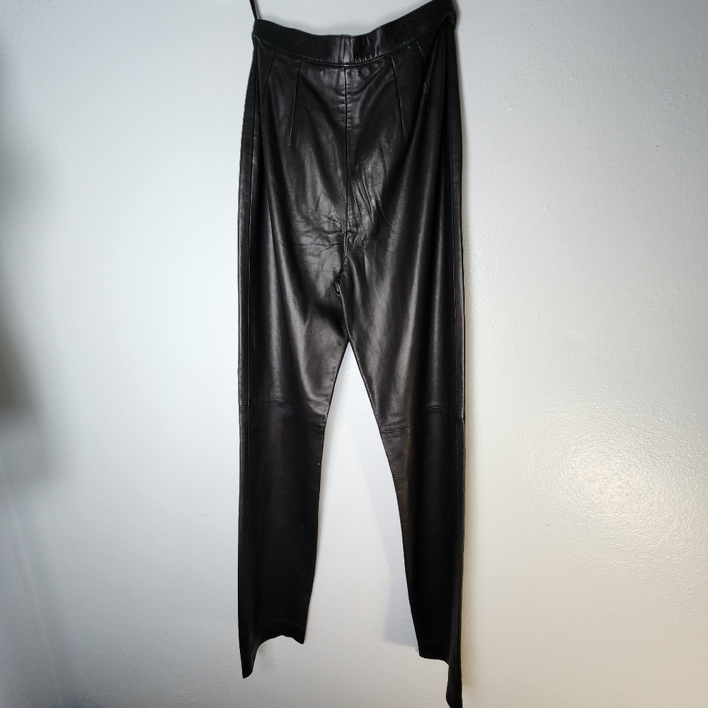 Dana Buchman Lamb Skin Leather Black Pants Size 2 - Picture 4 of 16